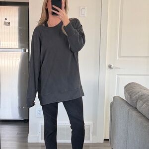 aerie Black Crewneck Pullover Sweatshirt